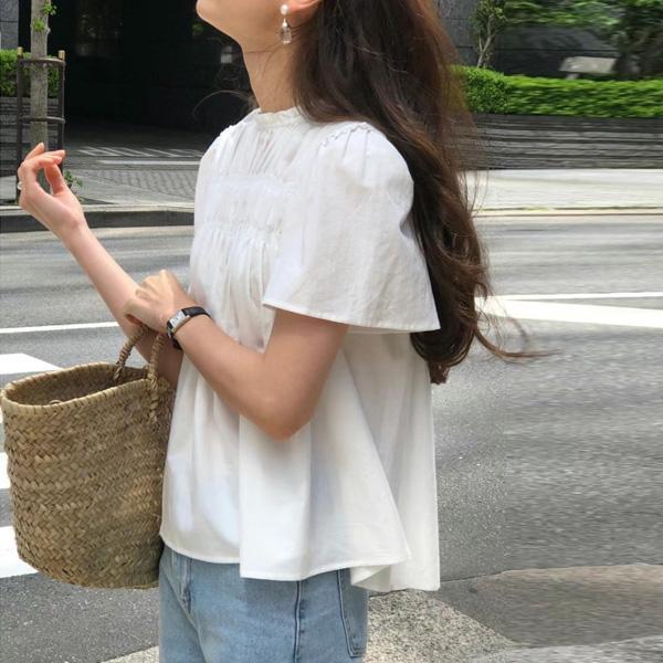 ALORA 花邊立領縐褶感襯衫 