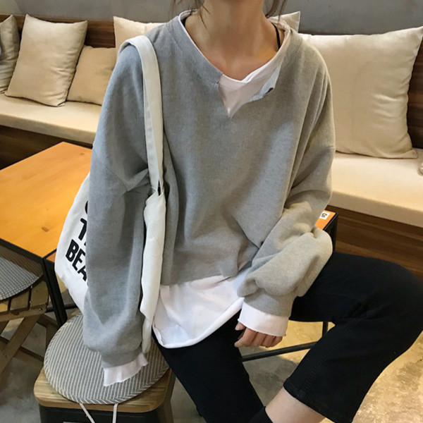 ALORA 假兩件拼接感長T 