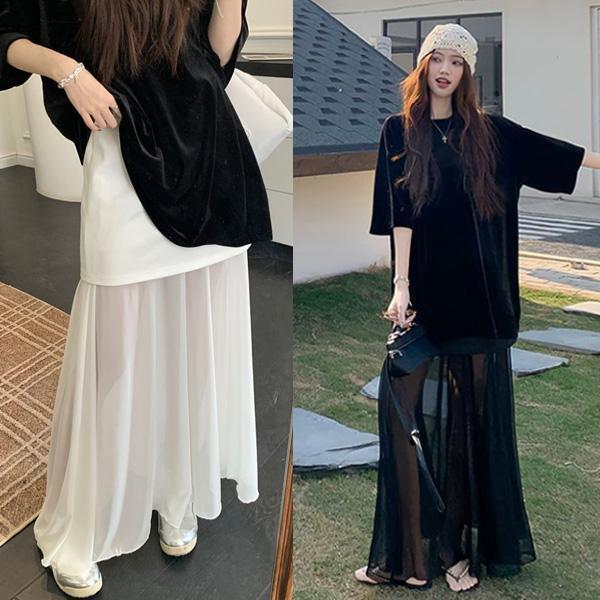 ALORA 半透明網紗長裙 