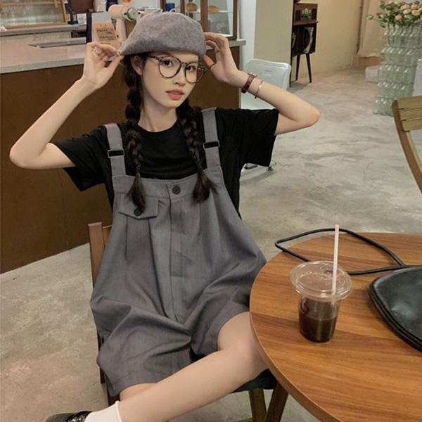 ALORA 慵懶寬鬆西裝吊帶褲 