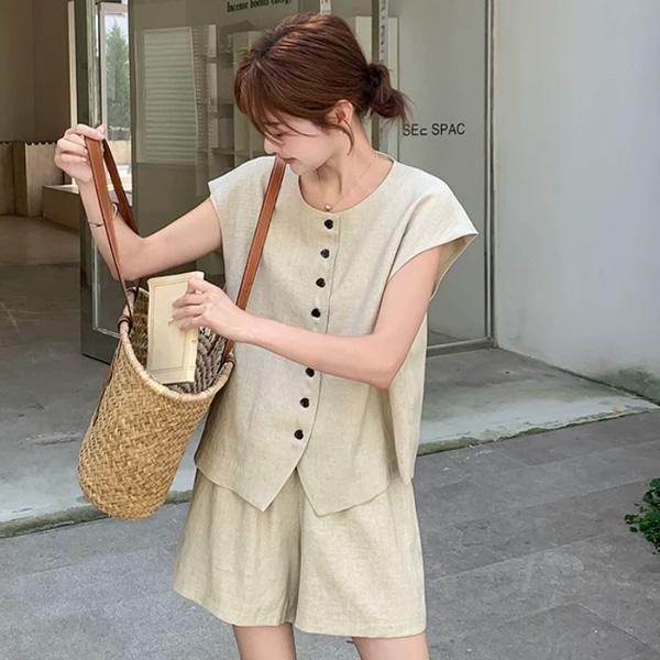 ALORA OL質感排釦兩件式套裝 