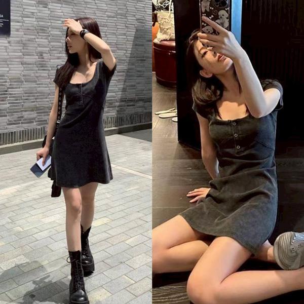 ALORA 水洗感U領修身洋裝 