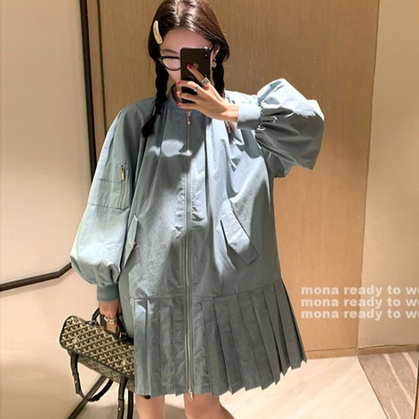 ALORA 流暢線條拉鍊百褶洋裝 