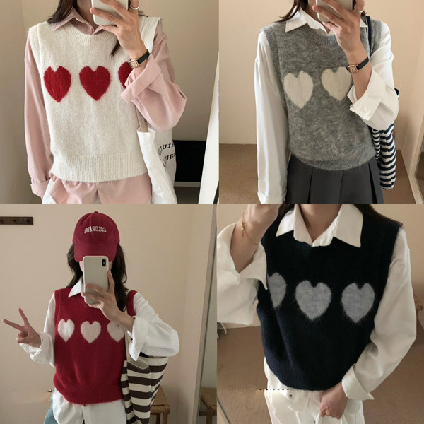 ALORA 可愛三顆愛心針織背心 