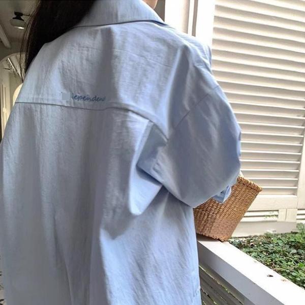 ALORA 背面刺繡長袖襯衫 