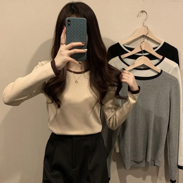 ALORA 小香風滾黑邊上衣 