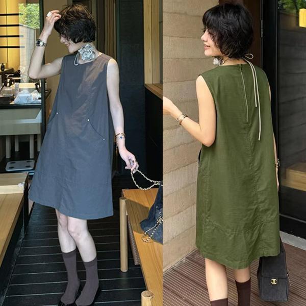 ALORA 純色必備!背心洋裝 