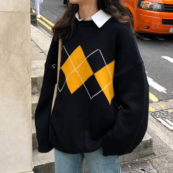 ALORA 幾何圖形針織上衣 