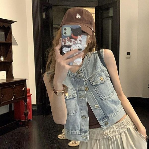 ALORA 好搭單品無領牛仔背心 