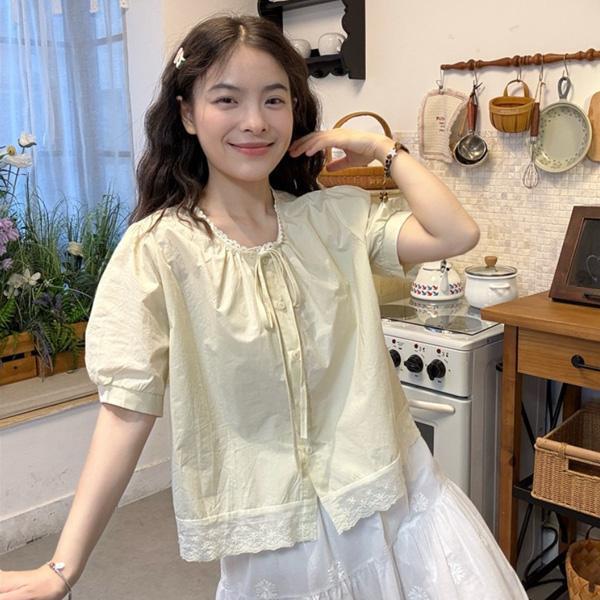 ALORA 好溫柔蕾絲下擺襯衫 