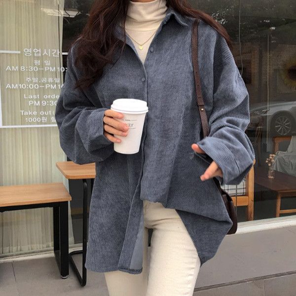 ALORA 一眼愛上坑條長袖襯衫 