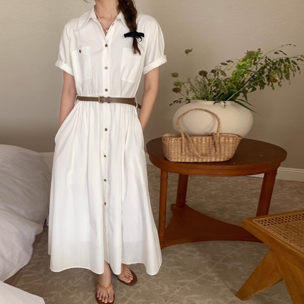 ALORA 法式優雅排釦長洋裝 