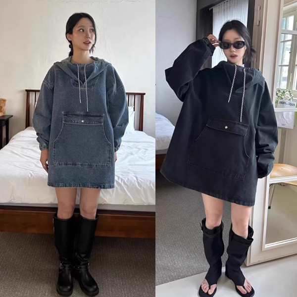 ALORA 復古大口袋牛仔洋裝 