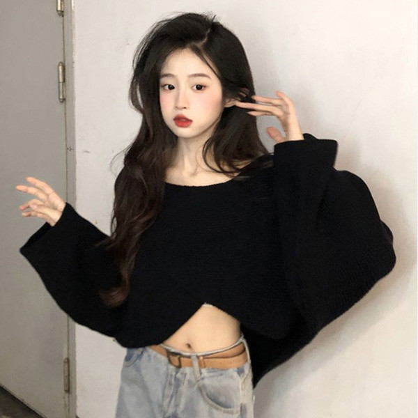 ALORA 成熟姊姊交叉針織上衣 