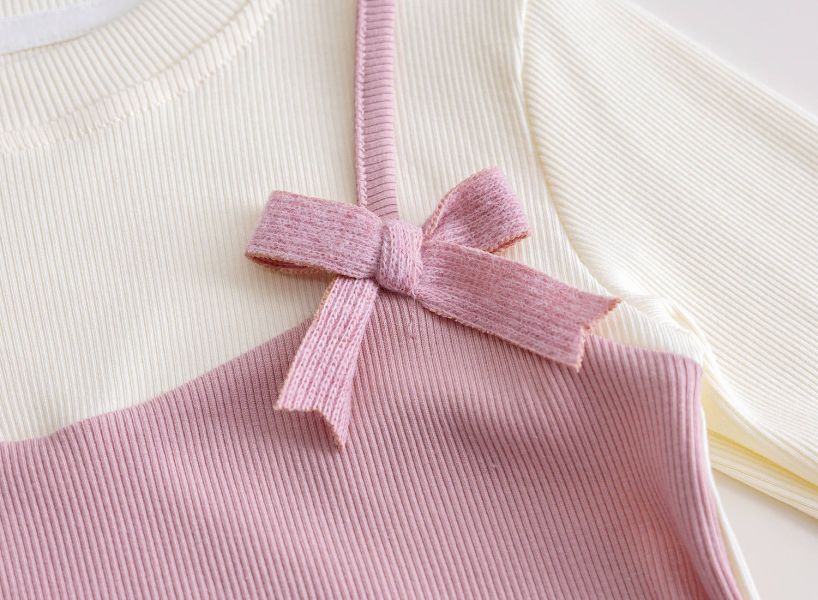 女童假兩件 甜美上衣 長袖上衣