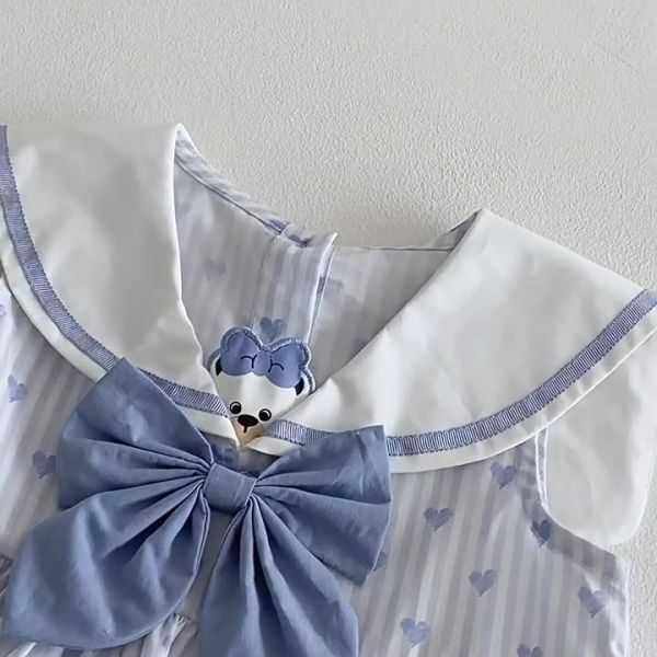 女童學院風 甜美愛心 翻領背心裙 連身裙 