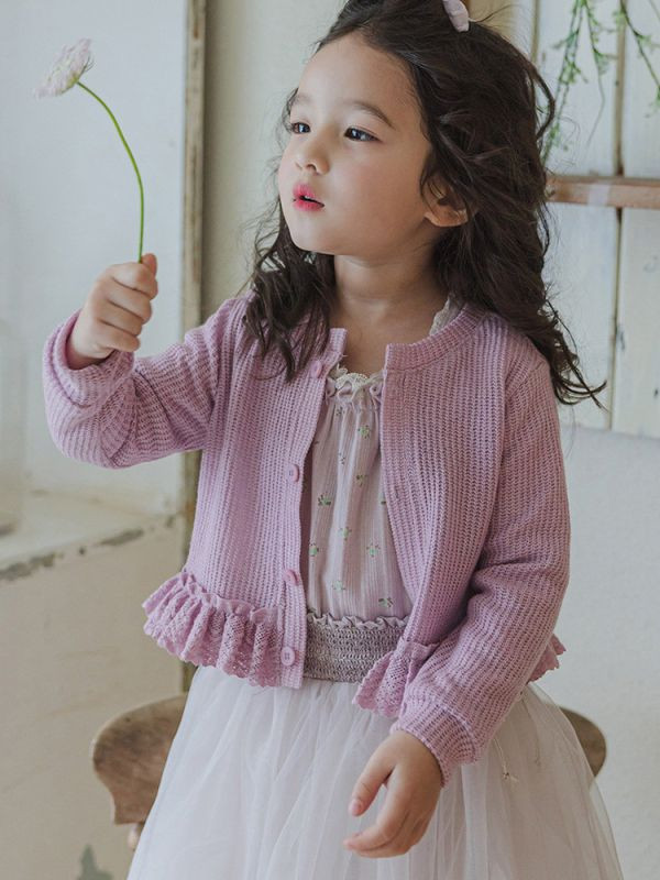 【現貨】女童蕾拼接 韓版外套 純色浪漫外套 