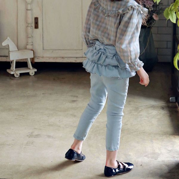 【現貨】女童牛仔長褲 浪漫蛋糕裙褲 蝴蝶結 裙褲 