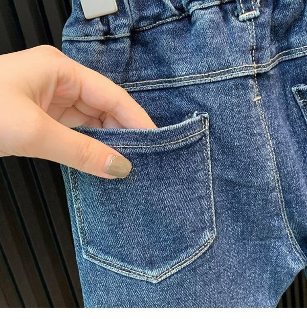 【現貨】女童愛心刺繡 牛仔長褲 牛仔褲 