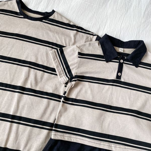 【現貨】男童女童 條紋洋裝連身裙 短袖套裝+短褲 