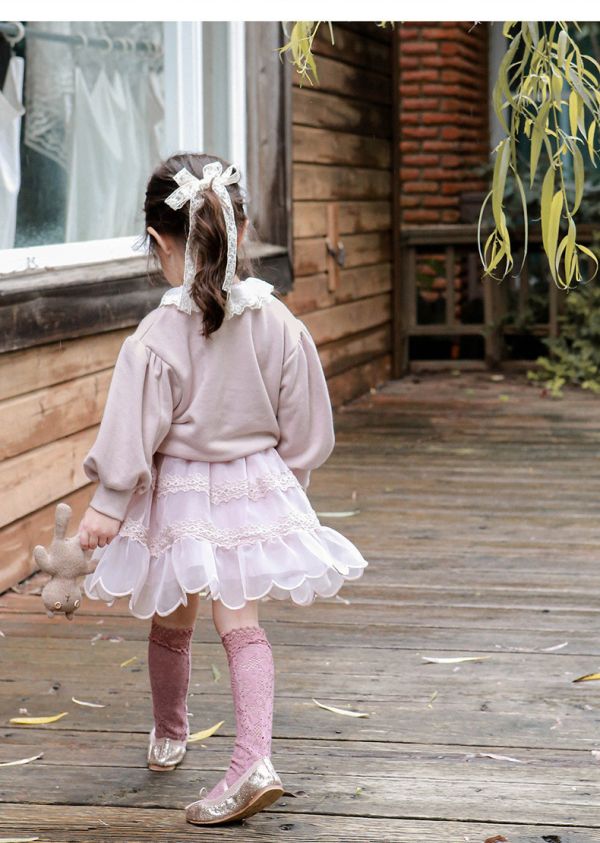 女童翻領 泡泡袖長袖上衣