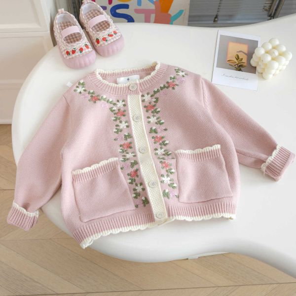 女童甜美碎花 針織外套 毛衣外套 