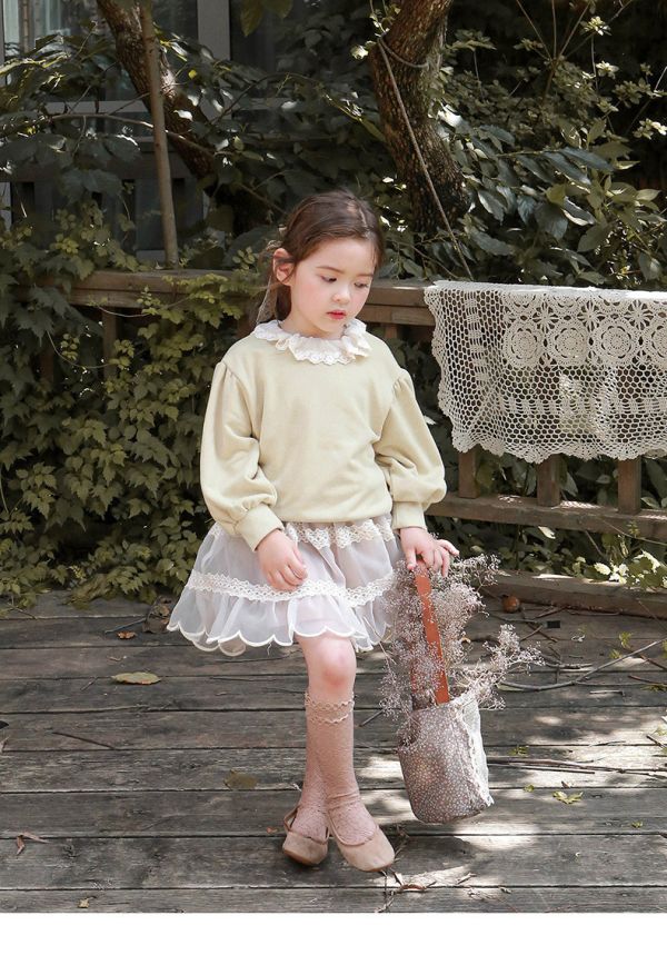 女童翻領 泡泡袖長袖上衣