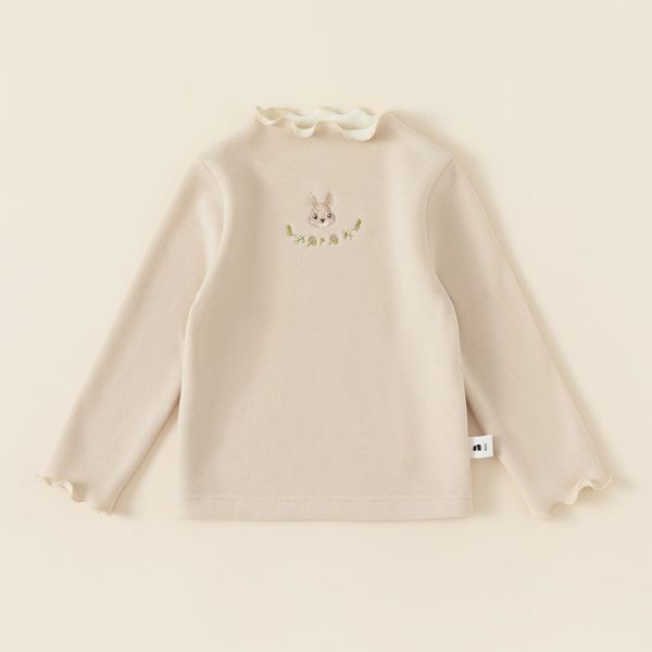女童加絨加厚 可愛兔子刺繡 保暖長袖上衣 