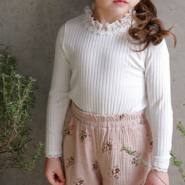 女童立領蕾絲 內搭韓版 彈性上衣