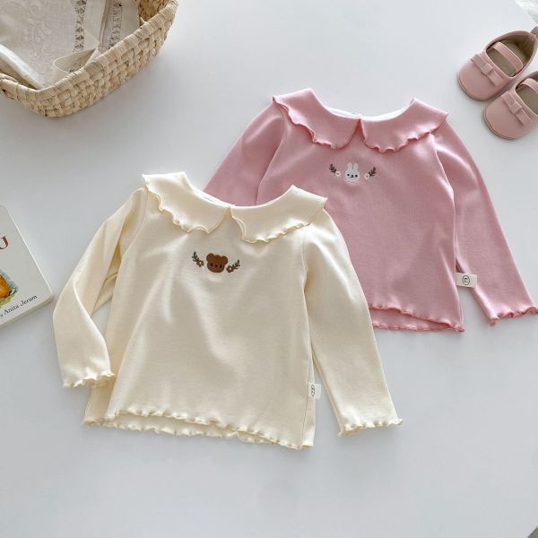 女童翻領 小熊刺繡 長袖上衣 