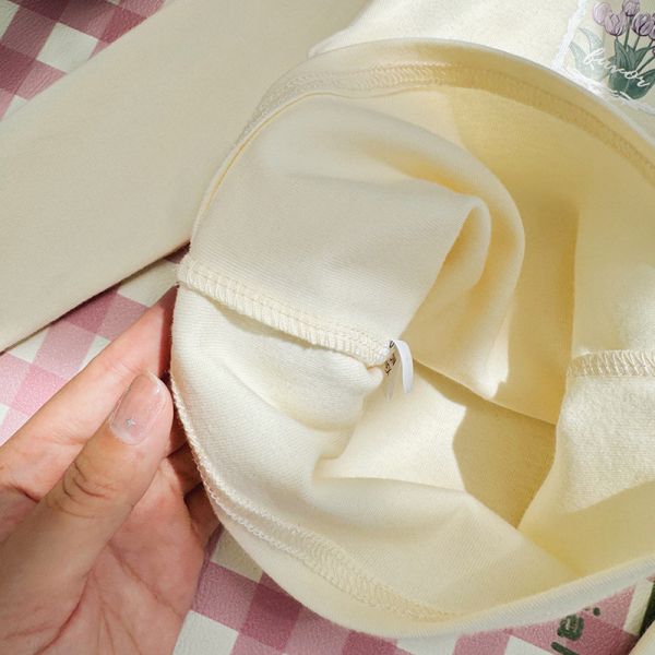 女童印花朵 木耳邊內搭上衣 