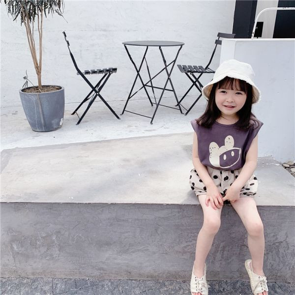 【現貨】女童可愛老鼠圖案 背心上衣 短袖上衣 