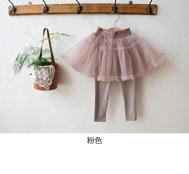 女童網紗拼接 假兩件 蓬蓬裙 韓系裙子 