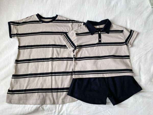 【現貨】男童女童 條紋洋裝連身裙 短袖套裝+短褲 