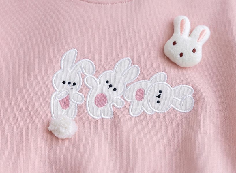 女童可愛兔子立體耳朵長袖上衣