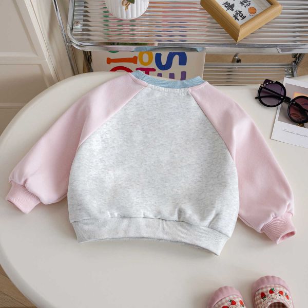 女童撞色 長袖上衣 