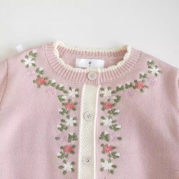 女童甜美碎花 針織外套 毛衣外套 