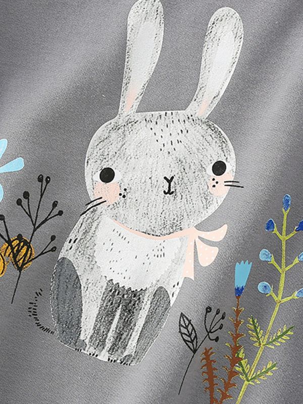 女童可愛兔子 甜美圓領長袖上衣 