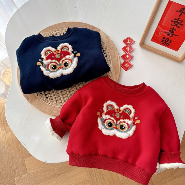 【現貨】男童女童 新年服 加絨加厚 保暖長袖上衣 