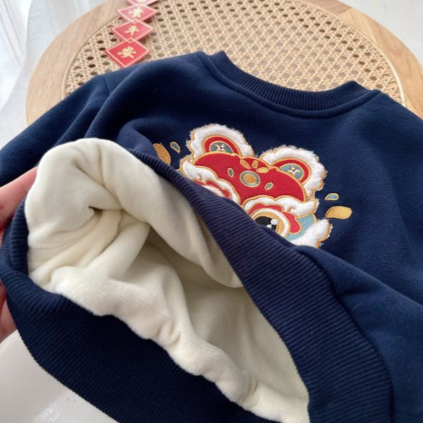 【現貨】男童女童 新年服 加絨加厚 保暖長袖上衣 