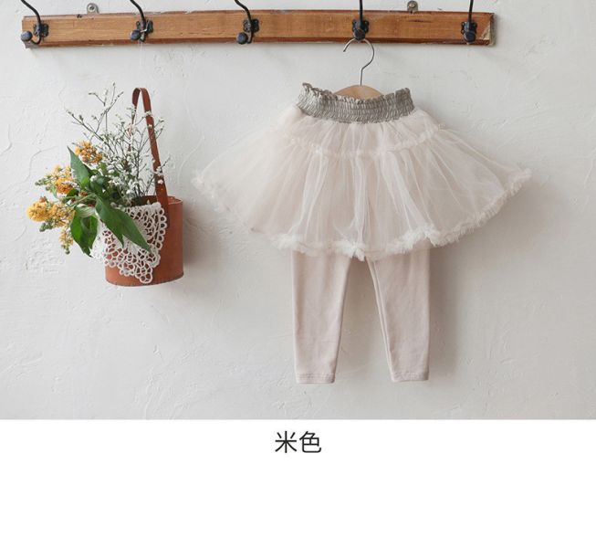 女童網紗拼接 假兩件 蓬蓬裙 韓系裙子 
