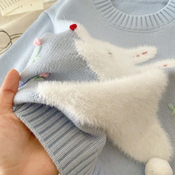 女童可愛兔子 針織毛衣 長袖毛衣上衣 