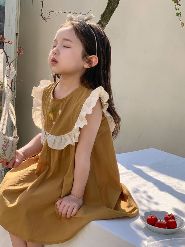 【現貨】女童蕾絲拼接 無袖洋裝 連身裙 