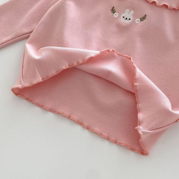 女童翻領 小熊刺繡 長袖上衣 