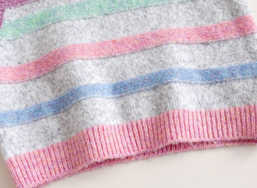 女童彩色條紋 針織背心 馬甲 