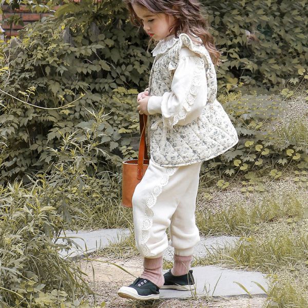 女女童蕾絲側邊 休閒長褲