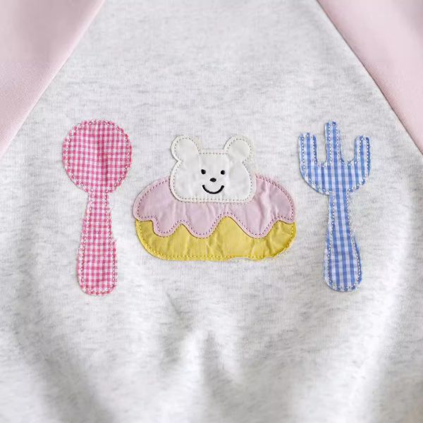 女童撞色 長袖上衣 