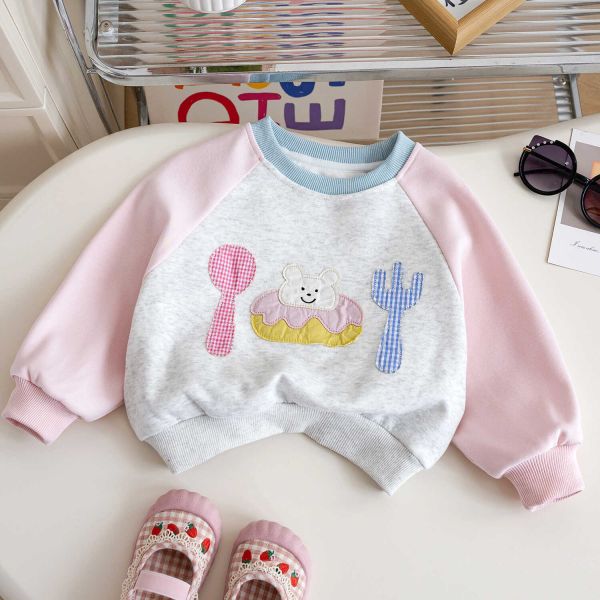 女童撞色 長袖上衣 