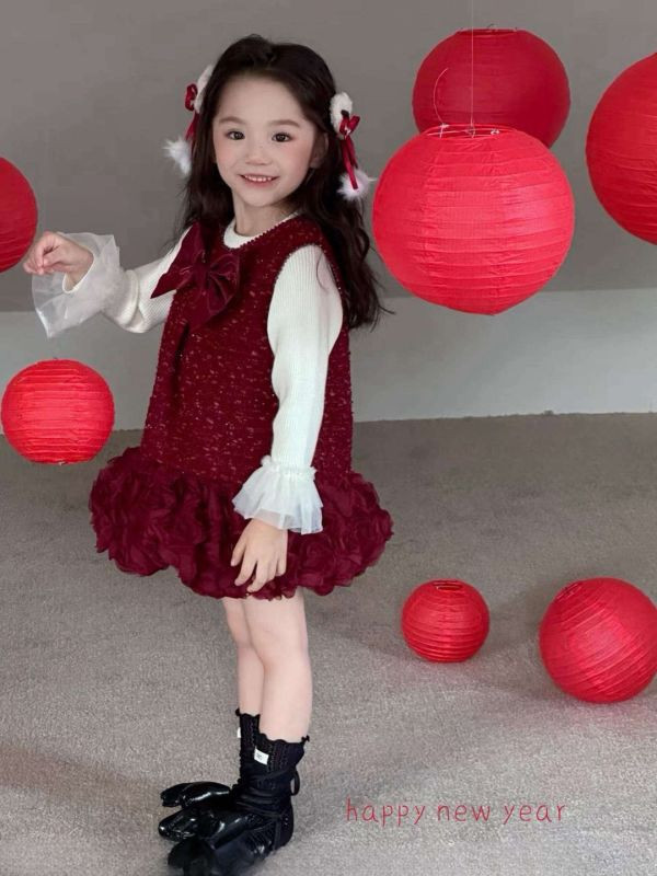 【現貨】女童大紅喜氣洋裝 背心裙 大蝴蝶結 