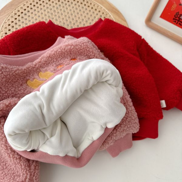 【現貨】男童女童 保暖加絨加厚 新年服 長袖上衣 